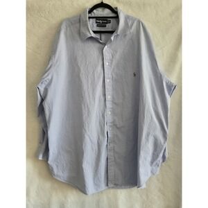 Ralph Lauren Mens Size 20 Light Blue Button Down Shirt Pinpoint Oxford 37/38